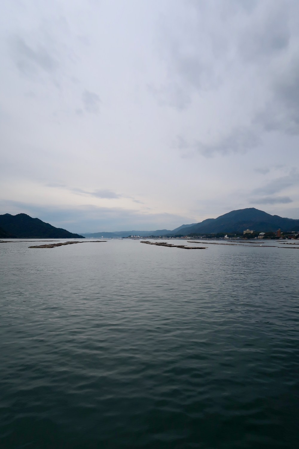 Approaching the island with oyster farming
