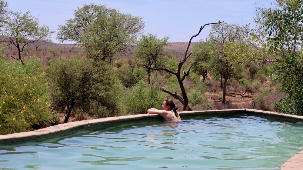 A relaxing moment in the pool overlooking the bush.